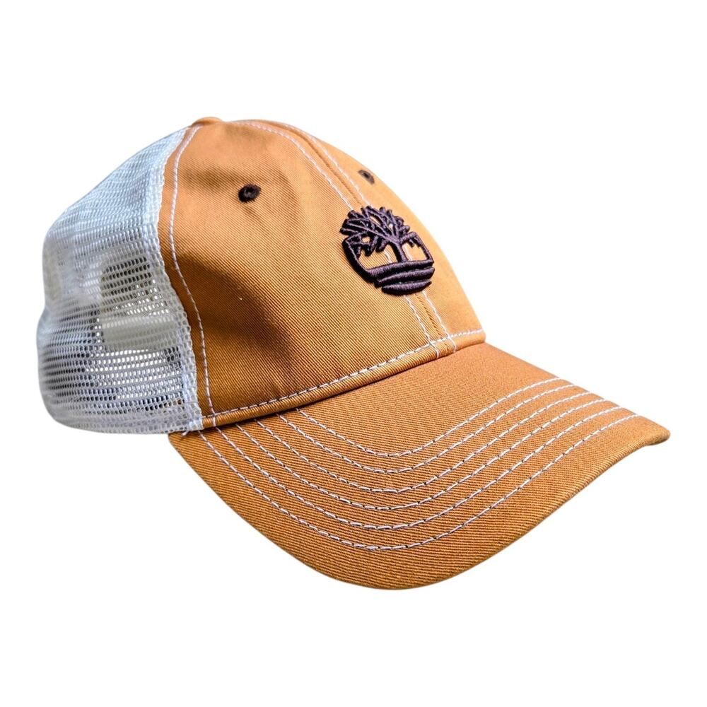 Timberland PRO Gritman Canvas Trucker Hat Mens Brown White Mesh Snapback Cap